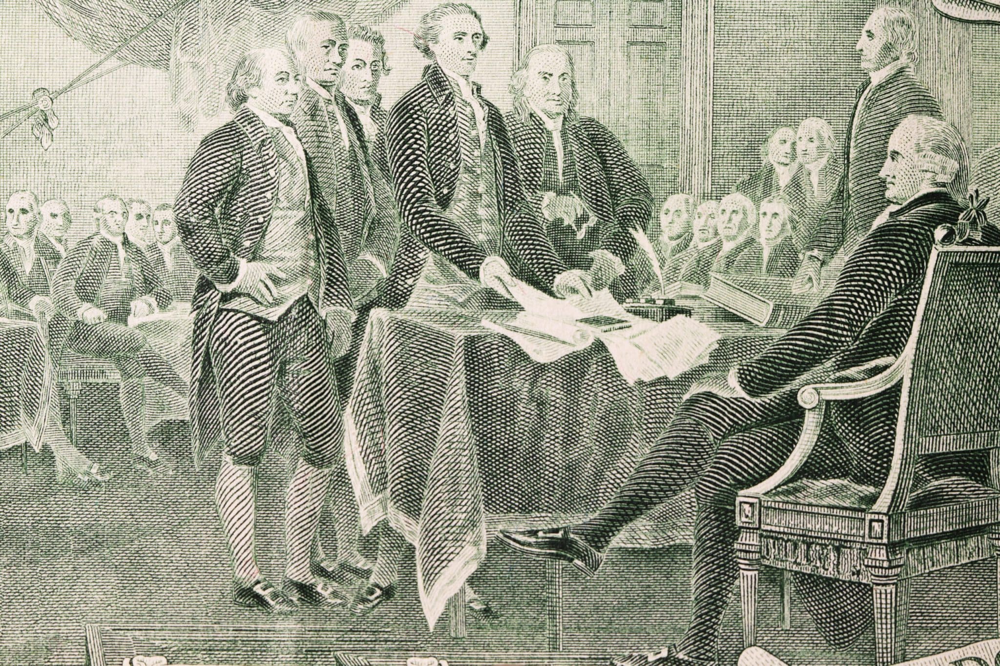 Two dollars backside founding fathers